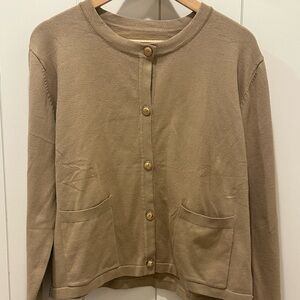 Classic Button-Front Cardigan in Light Brown